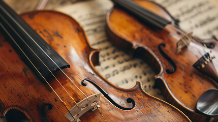 Fototapeta premium Stringe musical instruments The sweetness of the sound from vibration and friction