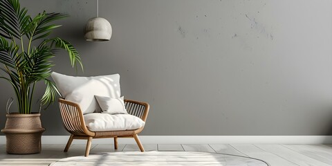 Creating a Cozy Home Interior with Minimalistic Design featuring Soft Comfort Pillows and Armchair. Concept Cozy Home Interior, Minimalistic Design, Soft Comfort Pillows, Armchair, Interior Decor