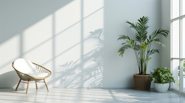 Living room, day light from window, copy space for zoom background, minimalistic, luxury, modern. AI generative illustration