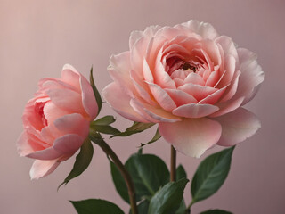 Tender pink bloom on pale pink, great for Valentine's Day, Women's Day, or wedding invitations in watercolor style.