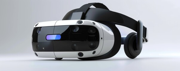 Advanced virtual reality headset with immersive display, isolated white background, high detail, nextgen technology