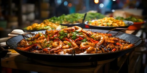 Chinese street food stalls offer a variety of delicious culinary delights. Concept Street Food, Culinary Delights, Chinese Cuisine, Food Stalls, Delicious Treats