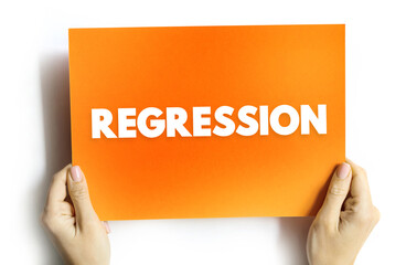 Obraz premium Regression is a set of statistical processes, text concept on card