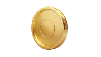 Shiny golden coin, a single currency icon isolated on a white background