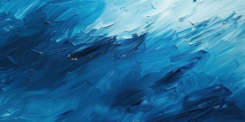 Oil paint strokes blue on wide canvas textured background decorating art painting illustration, generated ai