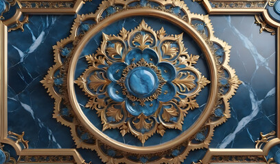 background, model of ceiling decoration with 3d wallpaper. decorative frame on  marble luxurious background and mandala
