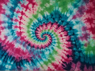 A bright and eye-catching tie-dye swirl merging shades of pink, blue, and green with artistic flair