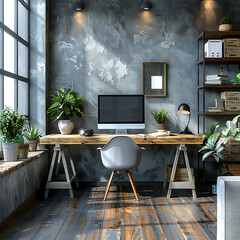 Stylish Journalist Office - Stock Photo | Minimal Design with Text Overlay Space