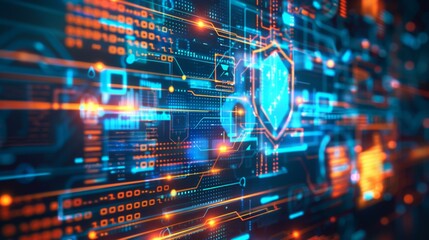 Obraz premium Digital Network Security - Generative AI