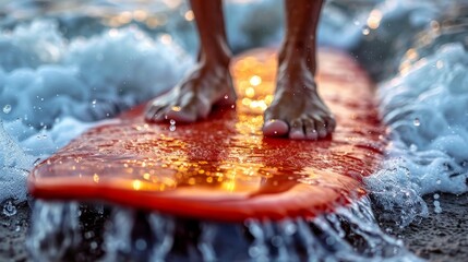 Sunset beach surfing  embracing extreme sports and an active lifestyle by the ocean