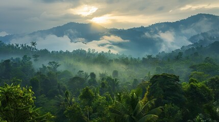 Obraz premium Deep Tropical Jungles of Southeast Asia in August - Lush Greenery and Dense Foliage
