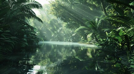 Fototapeta premium Deep Tropical Jungles of Southeast Asia in August - Lush Greenery and Dense Foliage