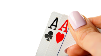 Holding two poker aces cards 