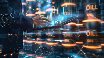 The businessman analyzing oil data