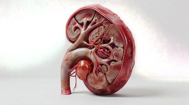 Human kidney anatomy with white background for science learning