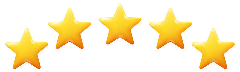 Customer rating feedback concept. Five stars review icon set. Realistic 3d design