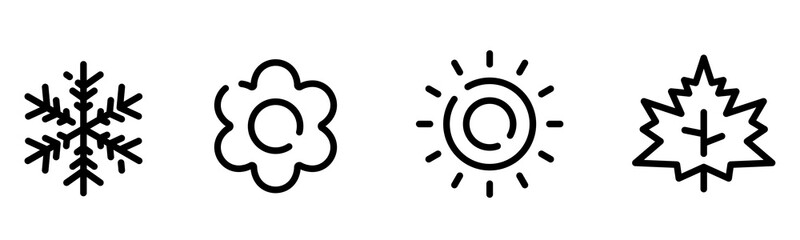 Set of season line icon, winter spring summer autumn illustration
