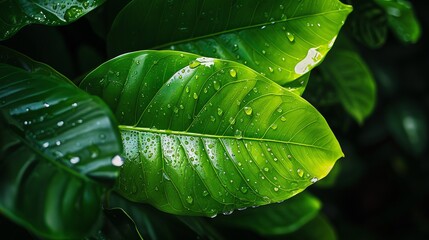 Fototapeta premium Green Leaf with Detailed Texture on Nature Background