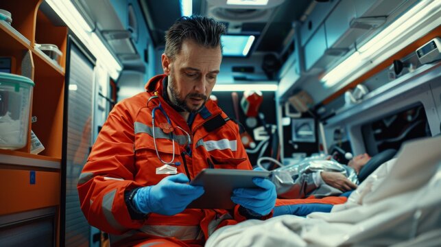 The paramedic with tablet