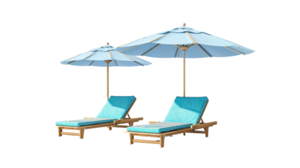  Two beach sun loungers and an umbrellTwo beach sun loungers and an umbrellaa