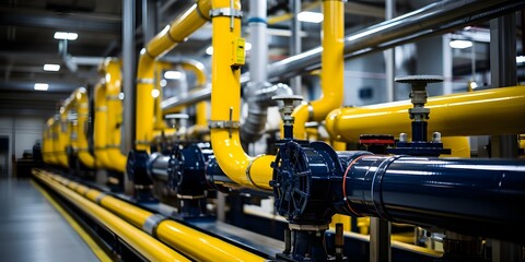Protecting Critical Infrastructure: Pipelines, Valves, and Industrial Pipes in Industrial Facilities. Concept Industrial Infrastructure, Critical Assets, Security Measures, Pipeline Protection