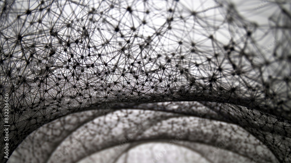 Wall mural intricate black network structure against blurred background