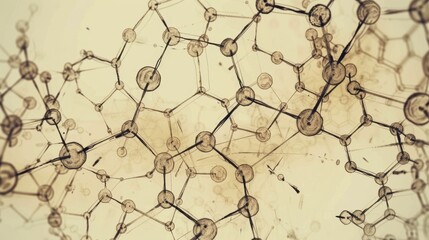 Abstract Molecular Structure Network on a Warm Toned Background