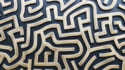Intricate Black and Cream Abstract Maze Pattern Background