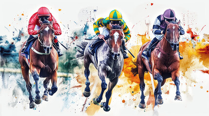 High Resolution Watercolor Horse Racing Digital Art