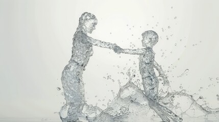 silhouette of a person in the water with water abstract 