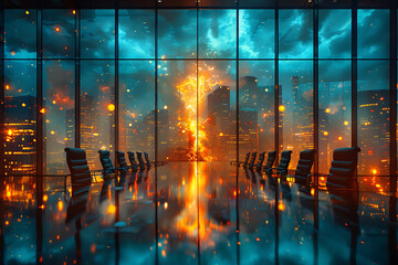 Modern Conference Room - High Tech Ambiance & Vibrant Light Effects