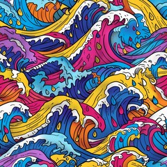 Vibrant Abstract Ocean Waves Pattern in Bold Colors