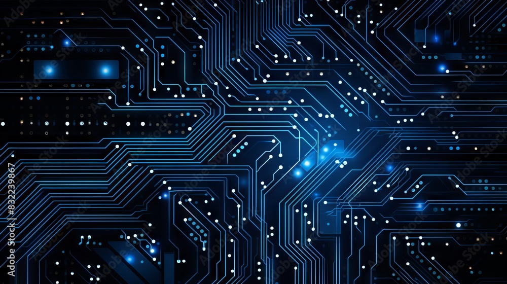 Aufkleber futuristic quantum computing: blue circuit board texture for modern technology concepts and large da
