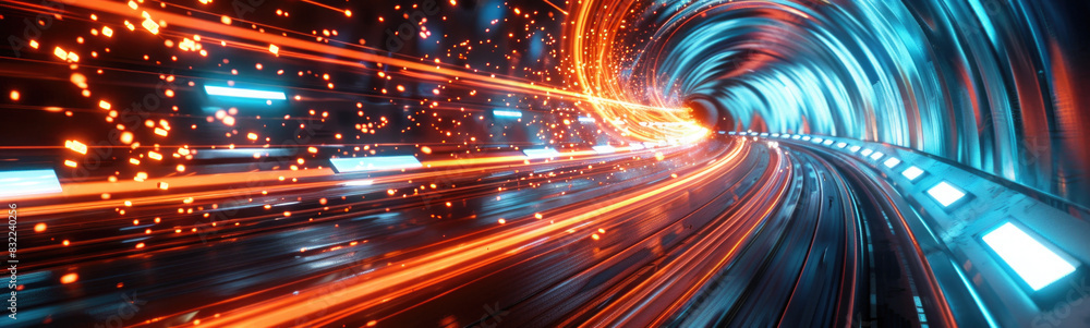 Aufkleber abstract high-speed tunnel with dynamic lights.