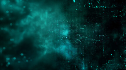 A stylized image representing a digital world map with a matrix-like green binary code effect