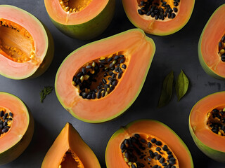 papaya fruit with dark background 
