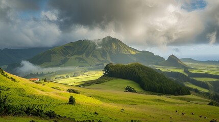 Serene Mountain Landscape of Ponta Delgada Island, Azores - Majestic Natural Beauty and Scenic Views