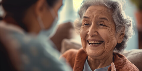Tender moment between a grandmother and grandchild, suggesting family, care, and generations connecting