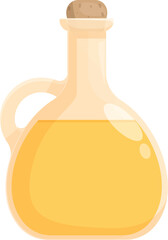 Flat design vector illustration of a cute cartoonstyle olive oil bottle with cork stopper