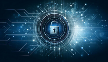 Modern 3D Abstract Network Background with Cybersecurity Elements