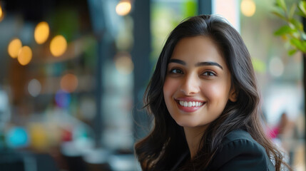 closeup view of young indian business woman