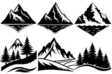 Set of forest and mountain