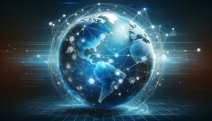 Obraz premium Abstract Cybersecurity Background with Digital Padlock and Interconnected Nodes