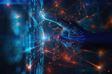 human hand touching the digital screen