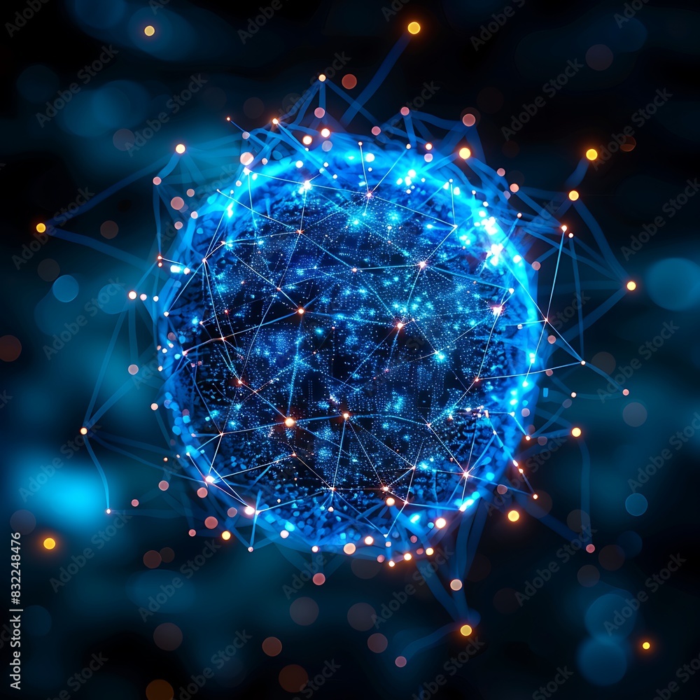 Poster a graphical representation of the concept of digital global network connectivity.