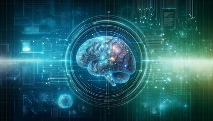 Futuristic AI Background Image - Abstract Neural Networks and Digital Brain Patterns