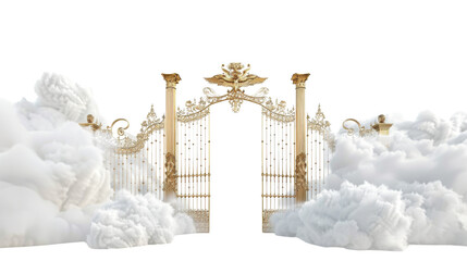 Pearly Gates with clouds and Heaven
