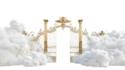 Pearly Gates with clouds and Heaven