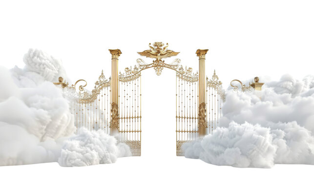Pearly Gates with clouds and Heaven