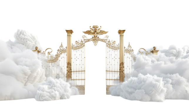Pearly Gates with clouds and Heaven